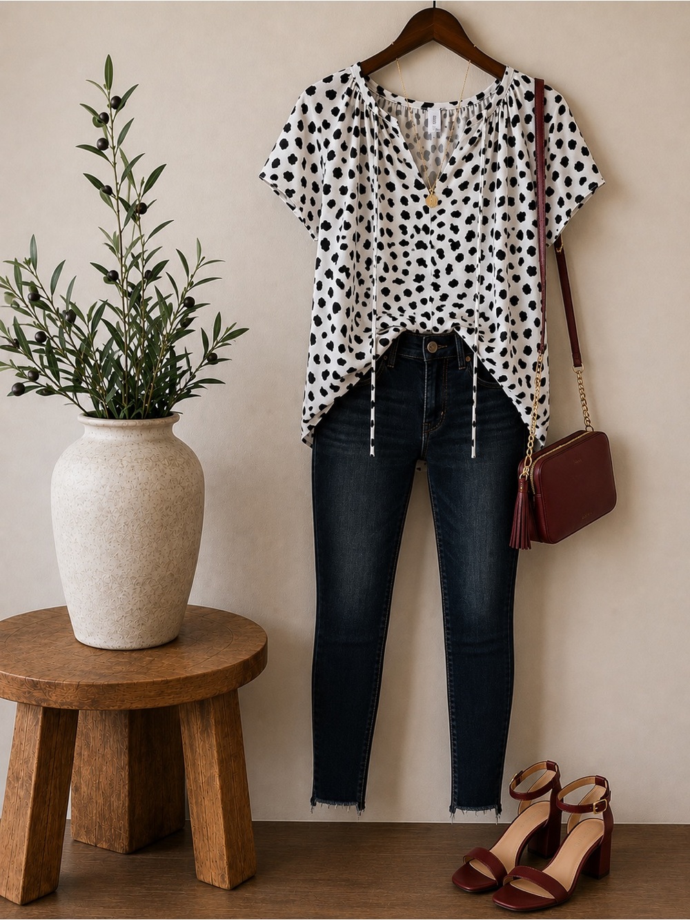 SimpleFun | NWT Animal Print Flutter Sleeve Blouse | Black White | L